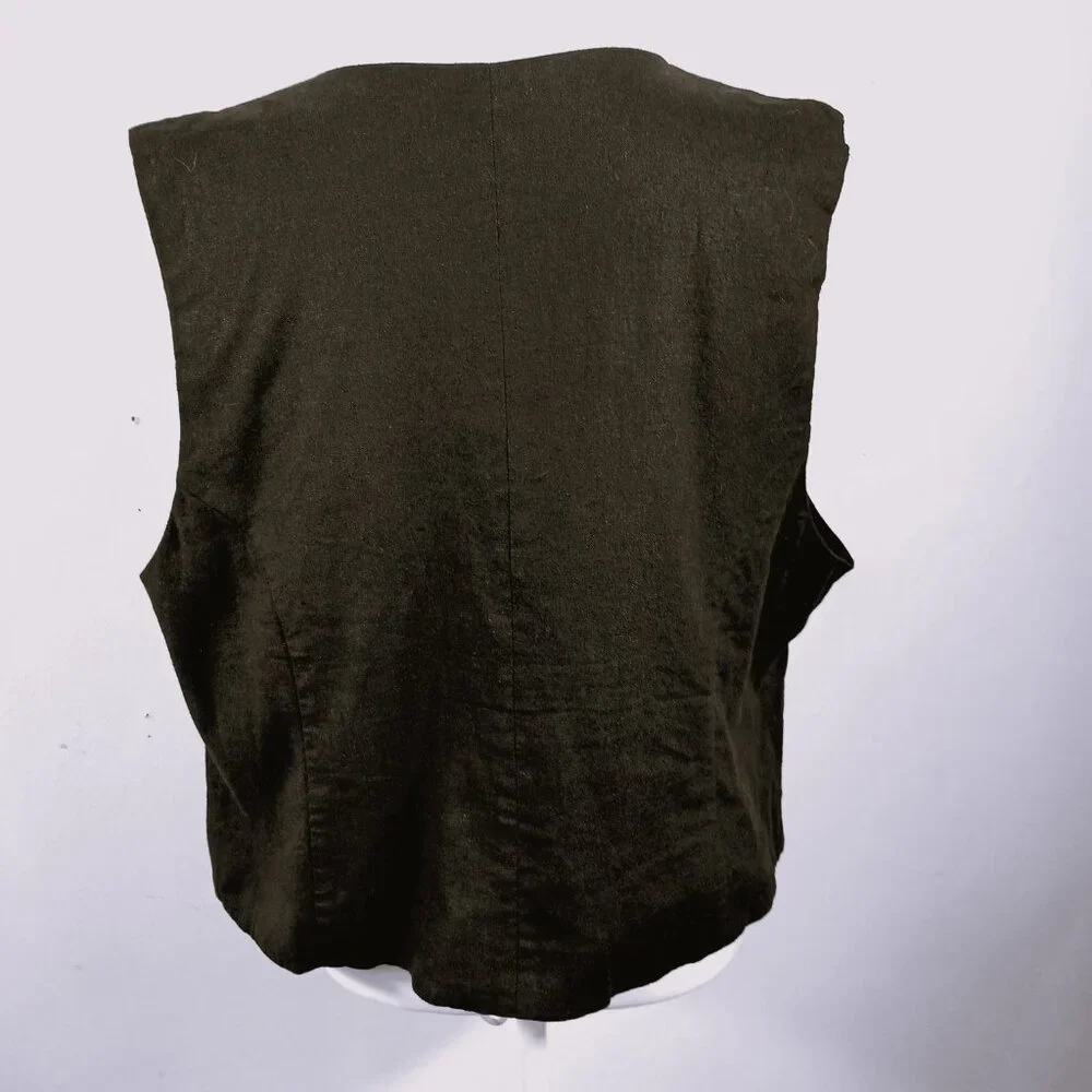 EXPRESS, 2X Black Linen Blend Button Up Vest, Classic Fit, Minimalist, Versatile - Picture 4 of 14